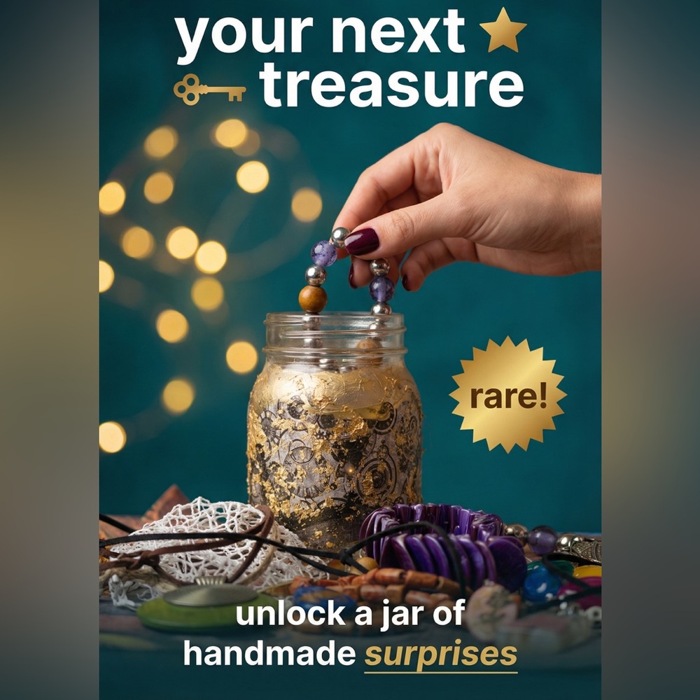 Handmade Surprise Jar with Beaded Necklace